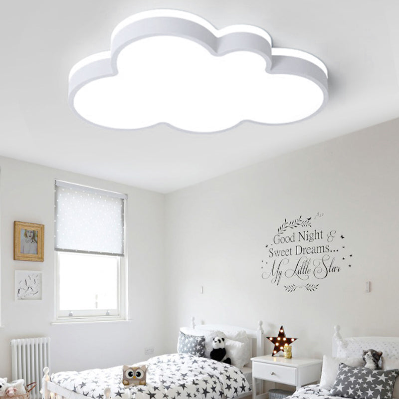 Cartoon Style Led Pendant Light For Bedroom Ceiling - Yellow/White Cloud Shade Acrylic And Metal