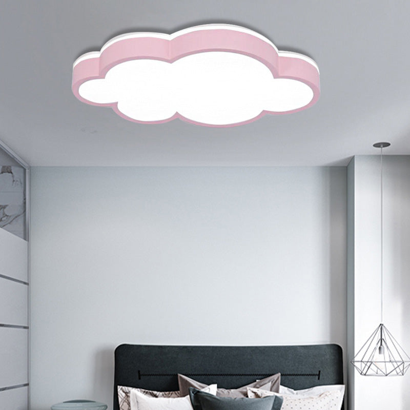 Cartoon Style Led Pendant Light For Bedroom Ceiling - Yellow/White Cloud Shade Acrylic And Metal