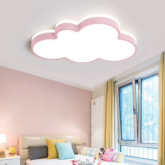 Cartoon Style Led Pendant Light For Bedroom Ceiling - Yellow/White Cloud Shade Acrylic And Metal
