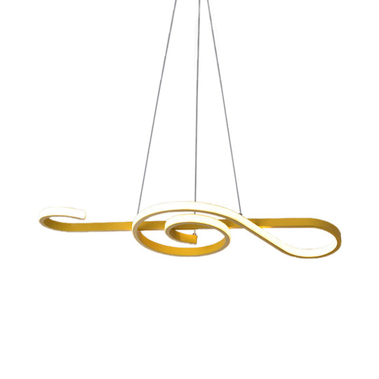 Contemporary Twist Pendant Chandelier - Yellow/Pink Acrylic Led Hanging Light For Bedroom