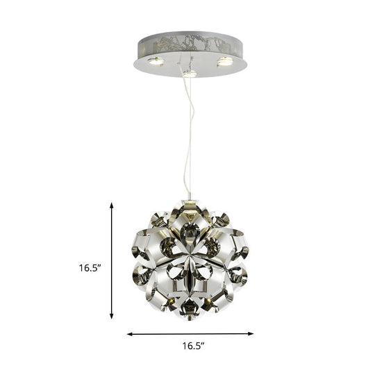 Modern Stainless Steel Flower Chandelier Pendant Light Fixture For Bedroom - 4 Lights