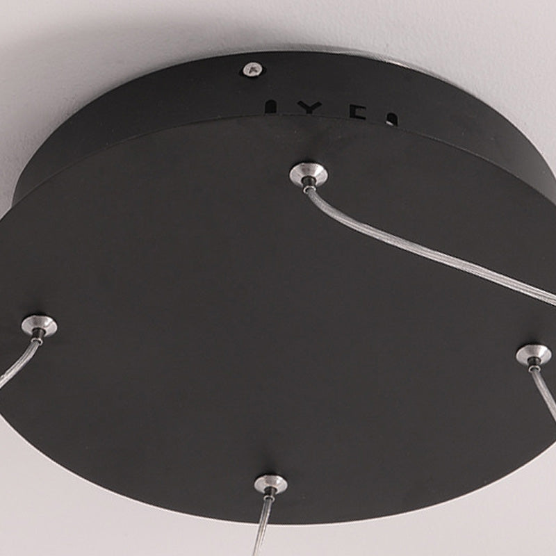 Minimalist Acrylic Chandelier Light - Black Circular Pendant Fixture (1/2/3 Lights) In White/Warm