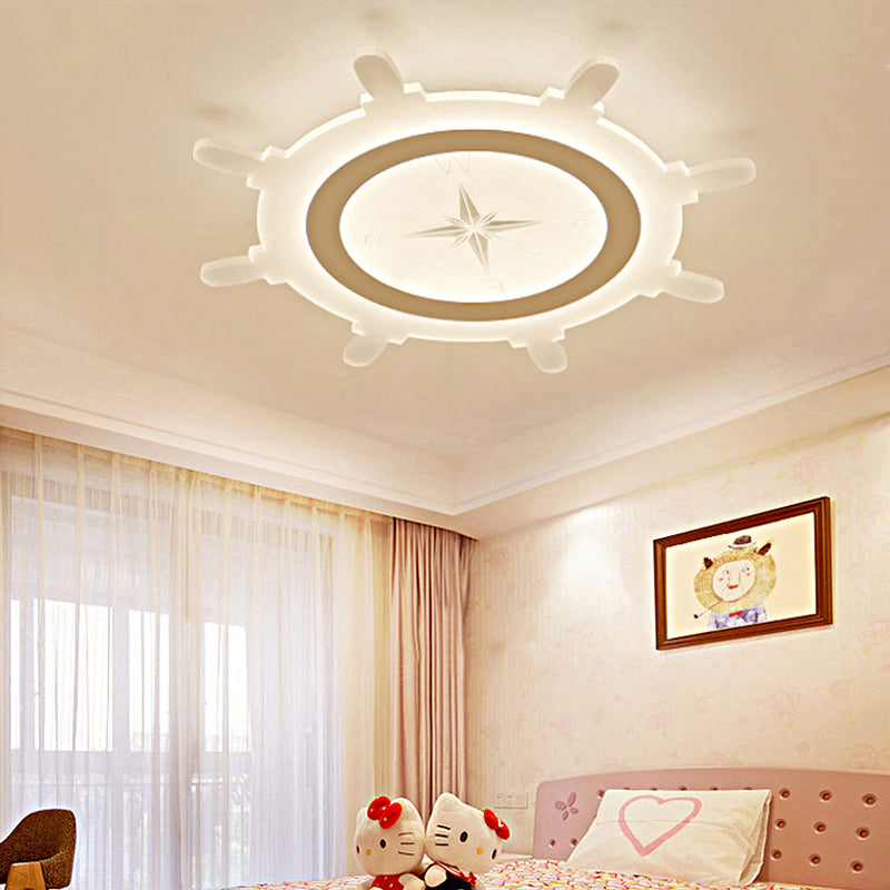 Modern Led Flush Ceiling Light With Rudder Acrylic Shade - Ideal For Child Bedroom