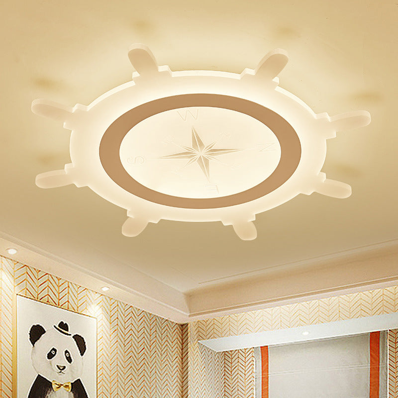Modern Led Flush Ceiling Light With Rudder Acrylic Shade - Ideal For Child Bedroom