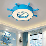 Stylish Led Blue Ceiling Light With Rudder Acrylic Shade For Bedroom Flush Mount