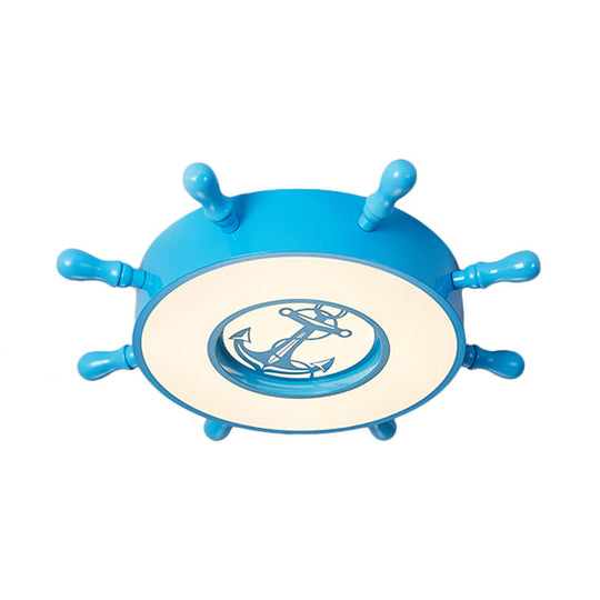 Stylish Led Blue Ceiling Light With Rudder Acrylic Shade For Bedroom Flush Mount