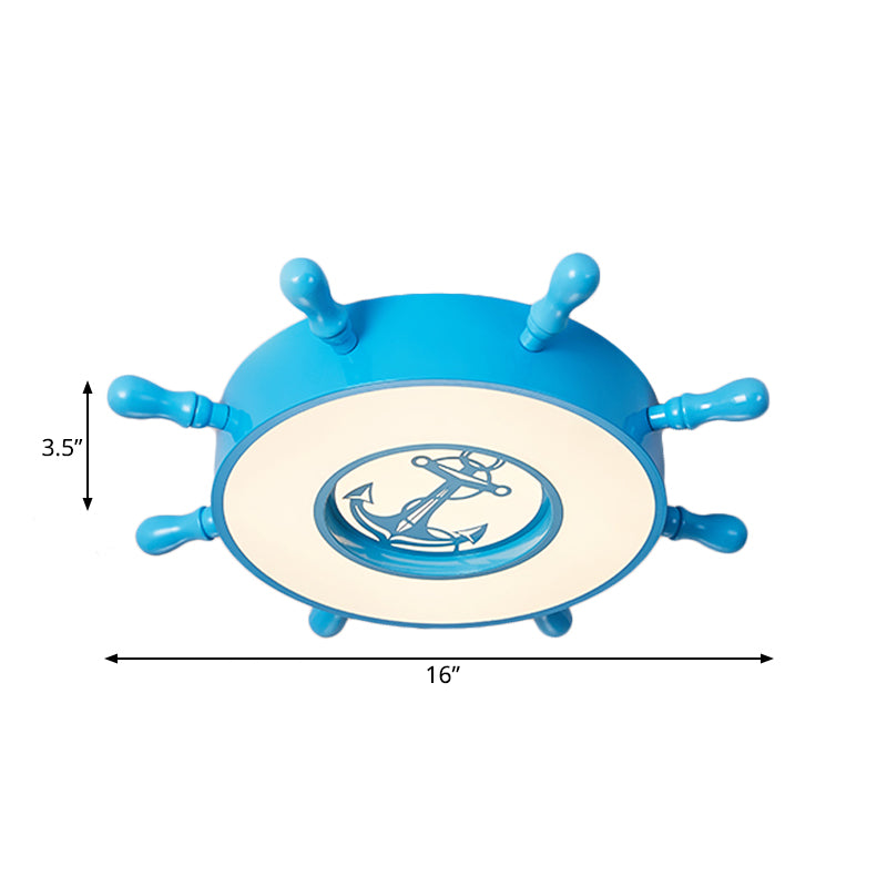 Stylish Led Blue Ceiling Light With Rudder Acrylic Shade For Bedroom Flush Mount