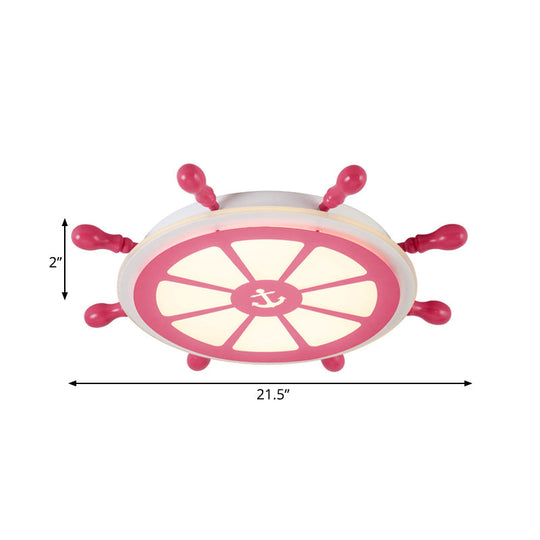 Childrens Room Led Acrylic Flushmount Lamp - Pink Rudder Design Modernist Style