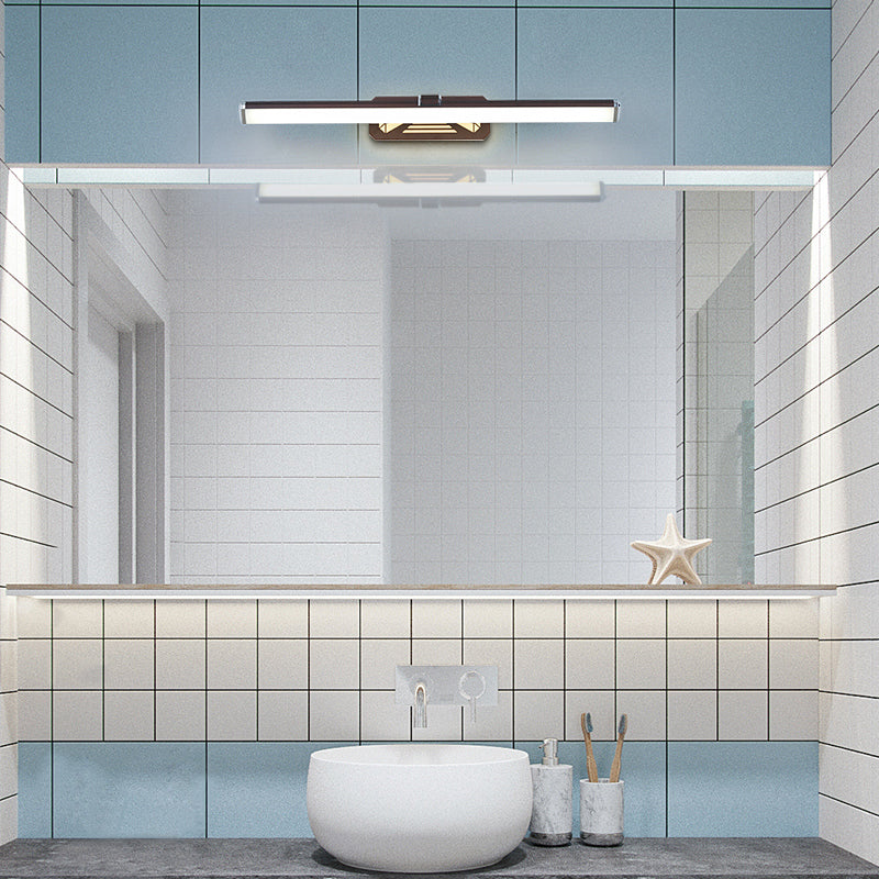 Elegant Metal Led Vanity Light - Brown Elongated Sconce Lamp (16.5/23 Wide) For Bathroom In