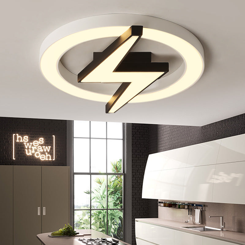 Kids Led Ceiling Light - White Lightning Ring Design For Boys And Girls Bedrooms / 24.5 Warm