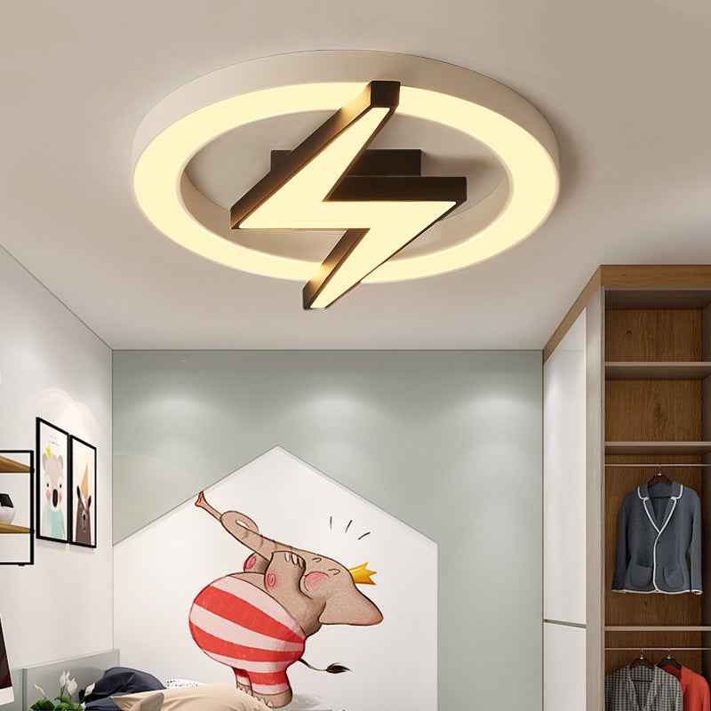 Kid’s Led Ceiling Light - White Lightning Ring Design For Boys And Girls Bedrooms / 20.5’ Warm
