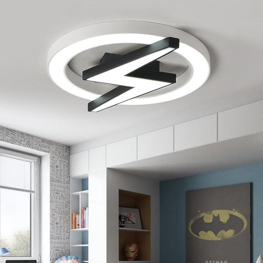 Kids Led Ceiling Light - White Lightning Ring Design For Boys And Girls Bedrooms / 24.5