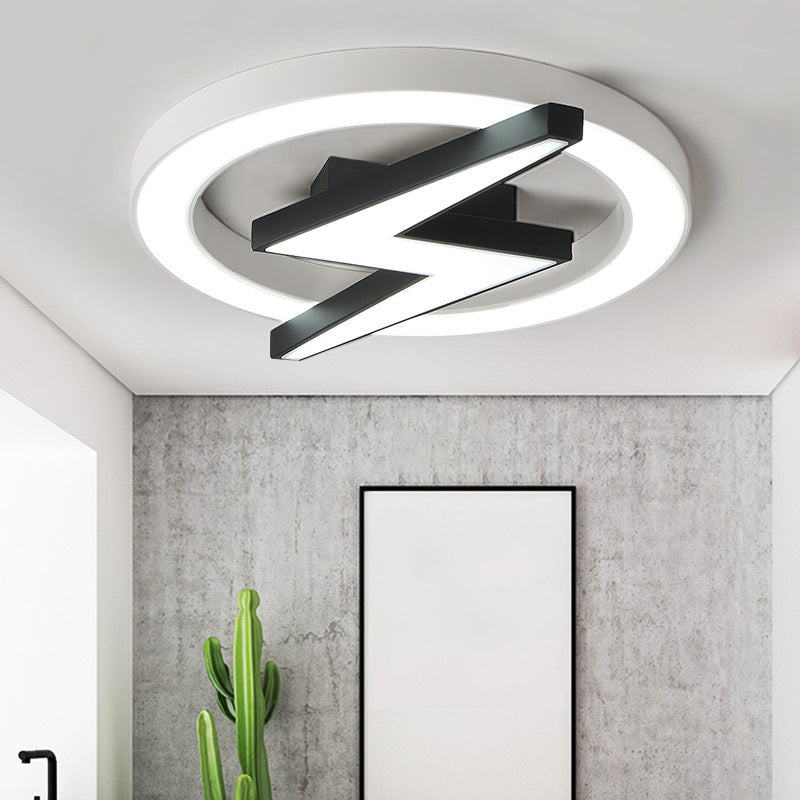 Kid’s Led Ceiling Light - White Lightning Ring Design For Boys And Girls Bedrooms / 16.5’