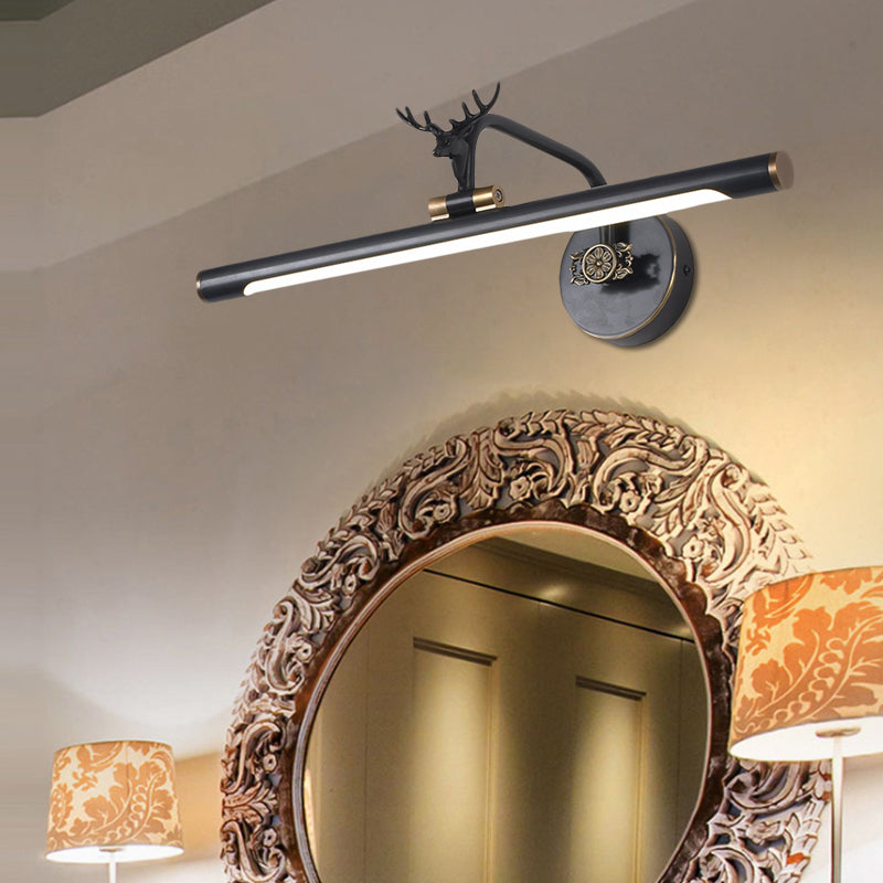 Decorative Led Metal Wall Vanity Light With Black/Antique Brass Finish - Deer Design Multiple Sizes