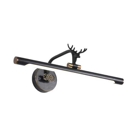 Decorative Led Metal Wall Vanity Light With Black/Antique Brass Finish - Deer Design Multiple Sizes