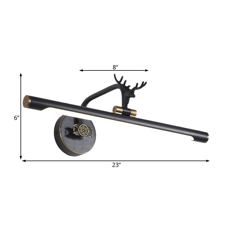 Decorative Led Metal Wall Vanity Light With Black/Antique Brass Finish - Deer Design Multiple Sizes