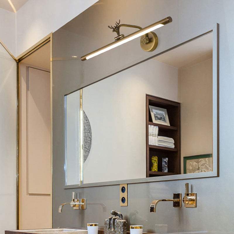 Decorative Led Metal Wall Vanity Light With Black/Antique Brass Finish - Deer Design Multiple Sizes