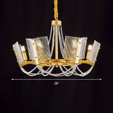 Sleek Beaded Pendant Crystal Chandelier 6/8 Heads Brass Finish Stylish Living Room Hanging Lamp
