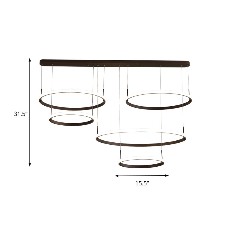Bruno Minimalist Acrylic Circle Chandelier - White/Warm/Natural Light Options 2/3/5-Head Ceiling