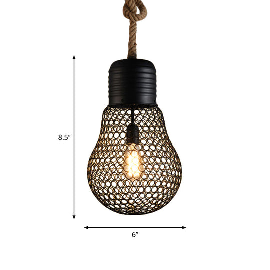 Industrial Metal Mesh Pendant Light - 6’/11’ Wide Loft Style 1 Head Black