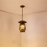 Coastal Metal Pendant Lighting With Clear Glass Shade - 1-Head Hanging Lamp For Restaurants In