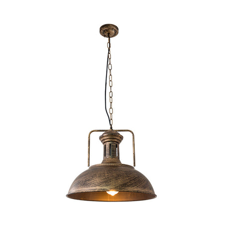 Industrial Metal Bowl Ceiling Lamp - Factory Style 1 Bulb Pendant Light 12.5’/16.5’ Width