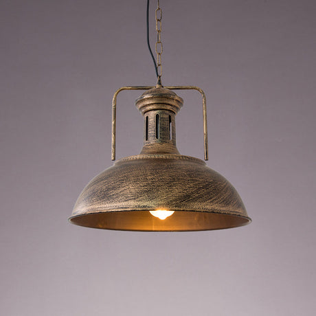 12.5 / 16.5 Factory Style Metal Bowl Ceiling Lamp - 1 Bulb Restaurant Pendant Light In Rust/Bronze