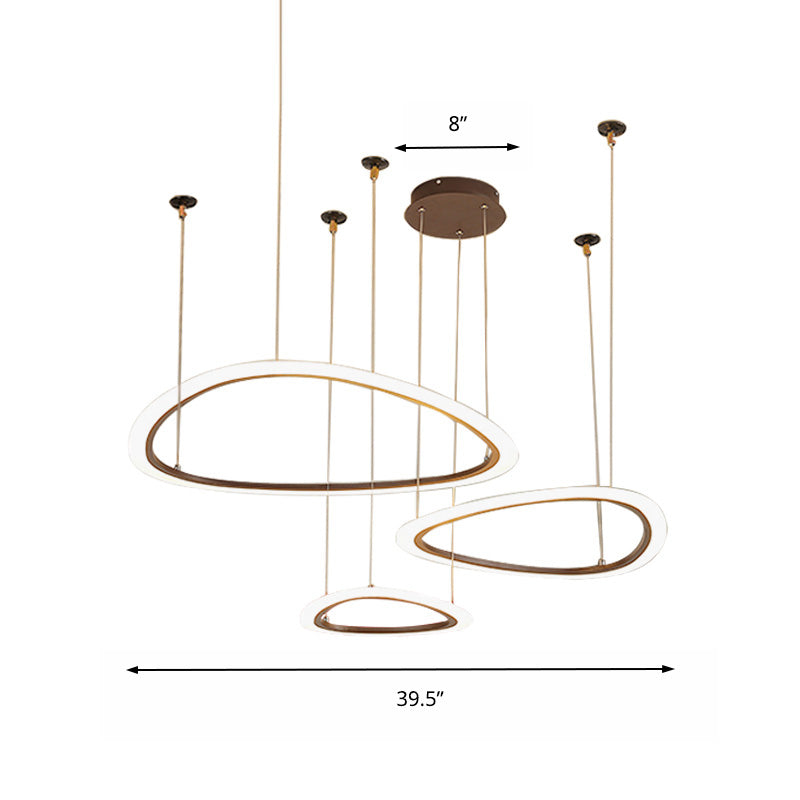 Sleek Acrylic Tiered Ceiling Chandelier - 3/4 Heads Elegant Brown Pendant Light Fixture In