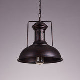 12.5 / 16.5 Factory Style Metal Bowl Ceiling Lamp - 1 Bulb Restaurant Pendant Light In Rust/Bronze
