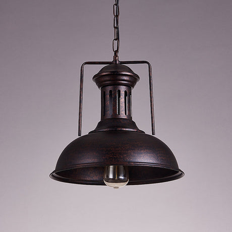 12.5 / 16.5 Factory Style Metal Bowl Ceiling Lamp - 1 Bulb Restaurant Pendant Light In Rust/Bronze