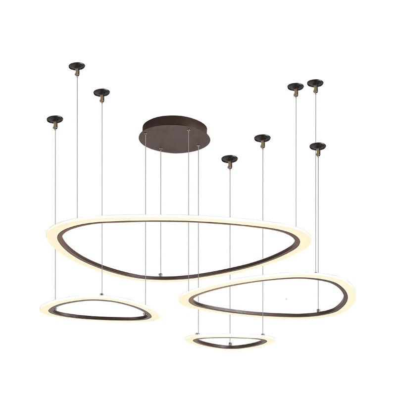 Sleek Acrylic Tiered Ceiling Chandelier With 3/4 Brown Pendant Heads In A Choice Of White Warm Or