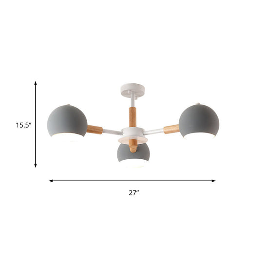 Modern Grey/White Ball Pendant Chandelier - Metal 3/6/8 Heads Hanging Ceiling Light For Living Room