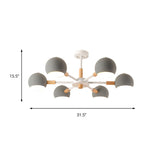 Modern Metal Ball Pendant Chandelier - Grey/White 3/6/8 Heads Living Room Ceiling Light