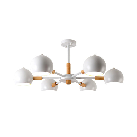 Modern Metal Ball Pendant Chandelier - Grey/White 3/6/8 Heads Living Room Ceiling Light