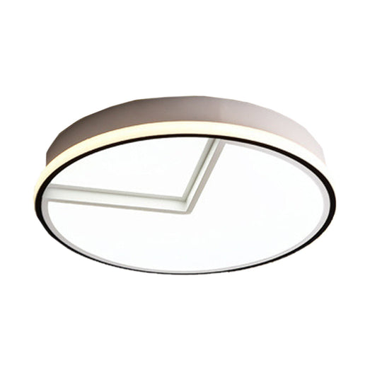 White Acrylic Minimal Round Flush Ceiling Lamp - 16.5’/20.5’ Dia Bedroom Light