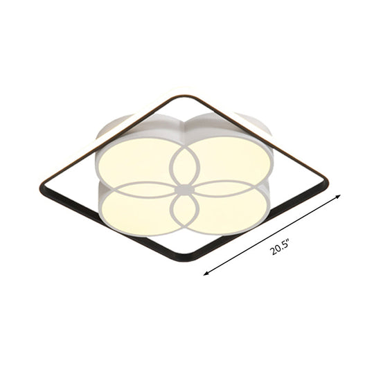 Modern White Acrylic Flower-Style Bedroom Flush Mount Ceiling Light With Warm/White Lighting