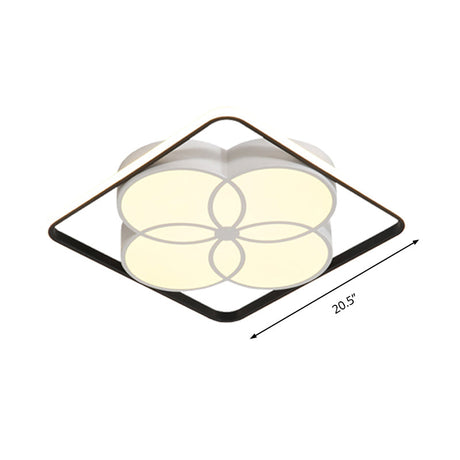 Modern White Acrylic Flower-Style Bedroom Flush Mount Ceiling Light With Warm/White Lighting