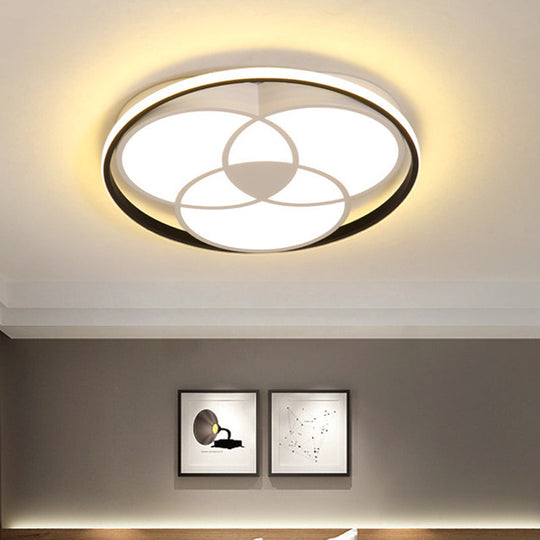 Round Black & White Led Ceiling Light With Warm/White Acrylic Fixture