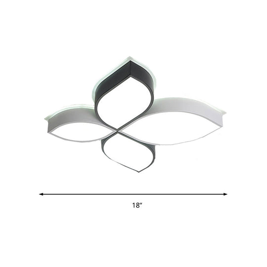 Minimalist Acrylic Shaded Led Flush Mount Ceiling Light 18/23.5 Wide Black And White Leaf Design