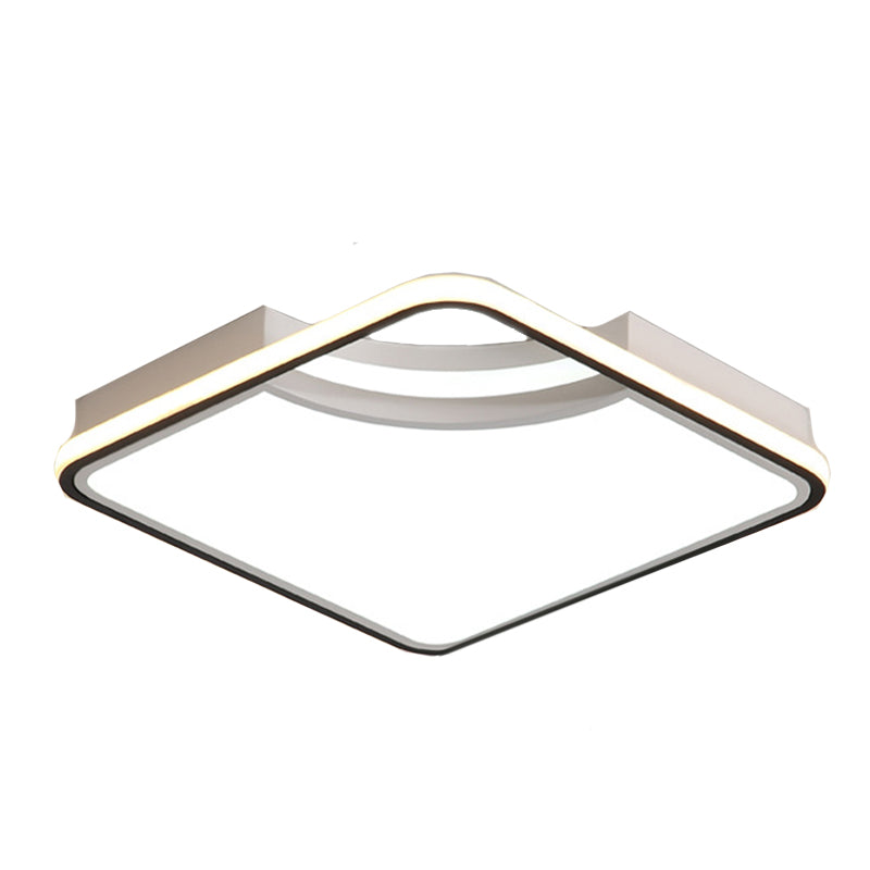 Rhombus Acrylic Flush Ceiling Lamp - 16.5’/20.5’ Wide Minimalist Bedroom Light White