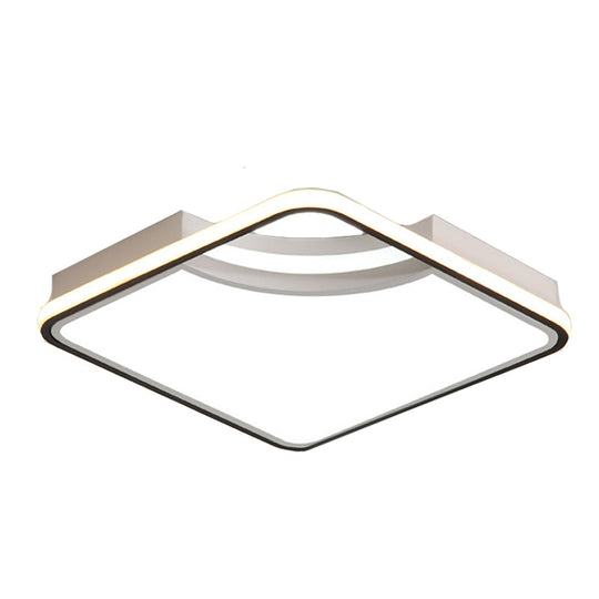 Rhombus Acrylic Flush Ceiling Lamp - 16.5’/20.5’ Wide Minimalist Bedroom Light White