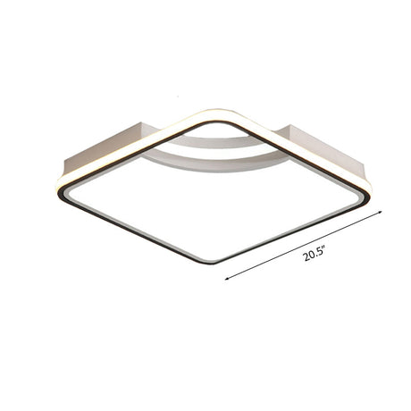 Rhombus Acrylic Flush Ceiling Lamp - 16.5/20.5 Wide Minimalist Bedroom Light White