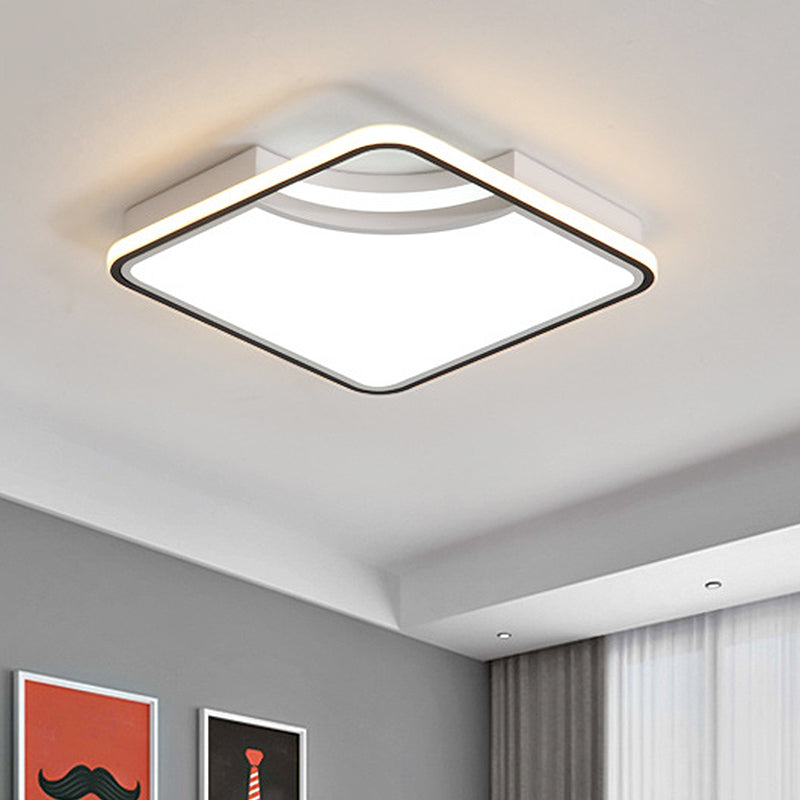 Rhombus Acrylic Flush Ceiling Lamp - 16.5’/20.5’ Wide Minimalist Bedroom Light White