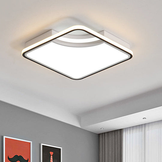 Rhombus Acrylic Flush Ceiling Lamp - 16.5’/20.5’ Wide Minimalist Bedroom Light White