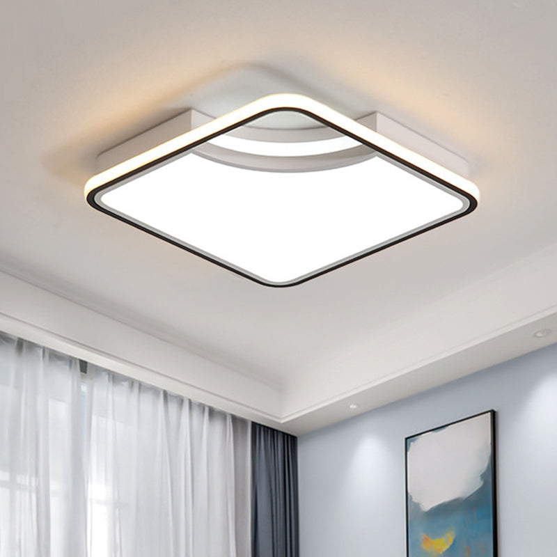 Rhombus Acrylic Flush Ceiling Lamp - 16.5/20.5 Wide Minimalist Bedroom Light White / 16.5