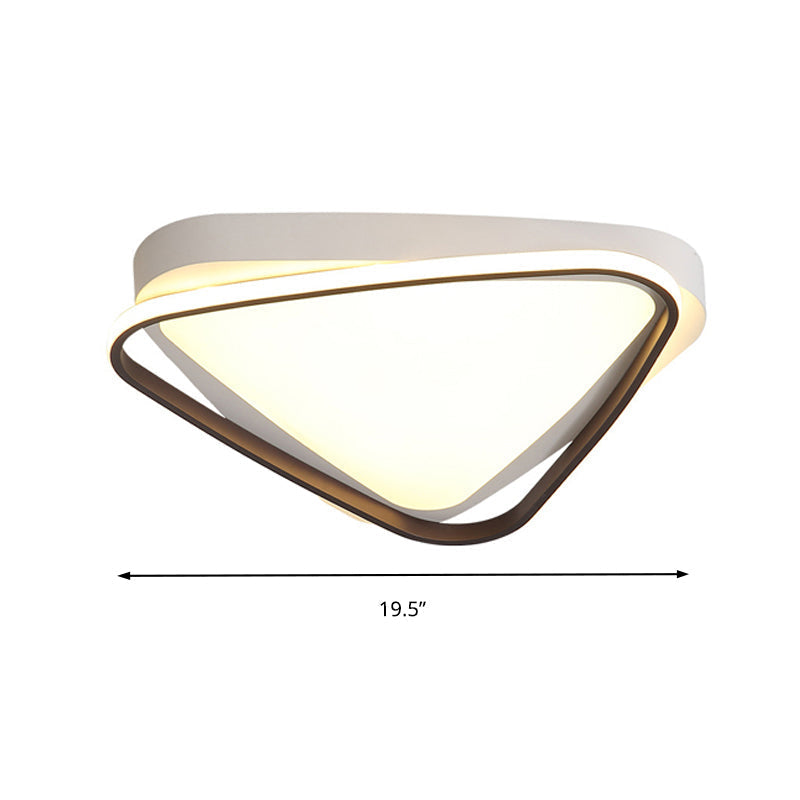 Led Triangle Ceiling Flush Mount – White Acrylic Light Fixture For Bedroom Warm/White Lighting