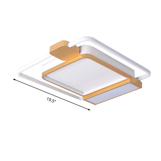 Contemporary Gold/Black Acrylic Ceiling Light With Led Flush Mount For Bedroom 16-19.5’ Width -