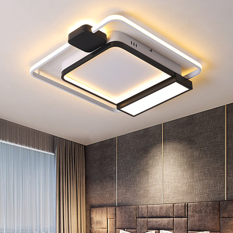 Contemporary Gold/Black Acrylic Ceiling Light With Led Flush Mount For Bedroom 16-19.5’ Width -