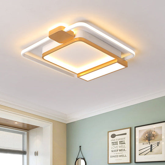 Contemporary Gold/Black Acrylic Ceiling Light With Led Flush Mount For Bedroom 16-19.5’ Width -