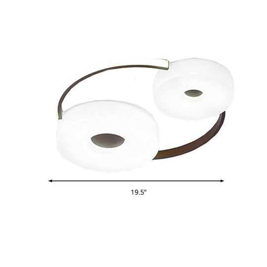 Minimalist Donut Flush Mount Ceiling Light - 16/19.5 Dia Coffee Led Fixture With Acrylic Lampshade